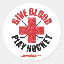 Give Blood Play Hockey v1 Round Sticker