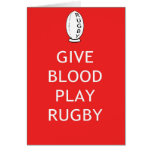 Give Blood Play Rugby Greeting Cards
