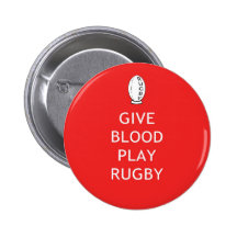 Give Blood Play Rugby Pinback Buttons