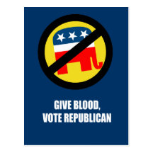 Give Blood Vote Republican Post Cards