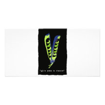 give peas a chance - black personalized photo card