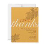 Give thanks fall brown leaves Thanksgiving dinner Personalized Invite