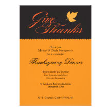 Give Thanks Thanksgiving Dinner Invitation
