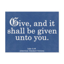 Giving Luke 6-38 Postcard