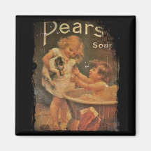 Giving Puppy a Bath from Pears Soap Fridge Magnet