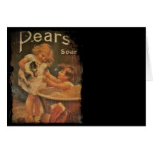 Giving Puppy a Bath from Pears Soap Greeting Cards