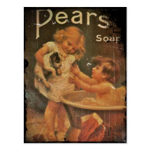 Giving Puppy a Bath from Pears Soap Postcard