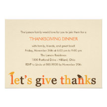 Giving Thanks Thanksgiving Dinner Invitation