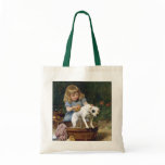 Giving the Dog a Bath - Dog Painting by de Schyver Tote Bag