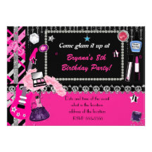 Glam it up Rock Star Makeover Girls Invitation