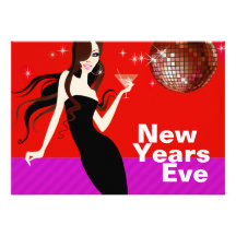 Glam New Years Eve Party - little black dress Personalized Invitation