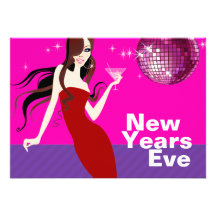 Glam New Years Eve Party - little red dress Custom Invitations