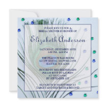 Glam Peacock Feather Blue Bridal Shower
