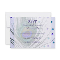 Glam Peacock Feather Purple Response Card
