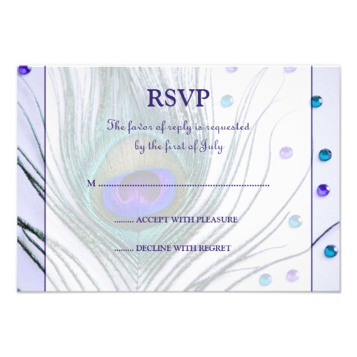 Glam Peacock Feather Purple Response Card Custom Announcement