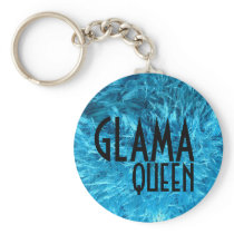 Glama Queen! Glamour Girl  Bright Blue Fur Key Chain