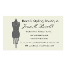 Glamour Fashion Boutique with Victorian Mannequin Business Card Templates