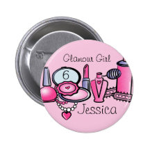 Glamour Girl Birthday Pinback Button