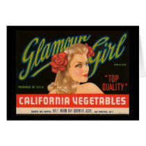 Glamour Girl California Vegetables Greeting Cards