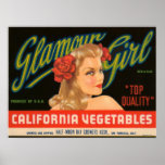 Glamour Girl California Vegetables Posters