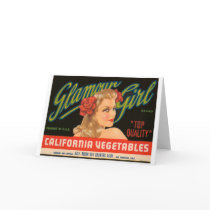 Glamour Girl California Vegetables Vintage Ad Greeting Cards