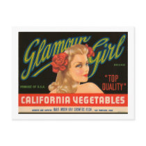 Glamour Girl California Vegetables Vintage Ad Postcard