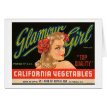 Glamour Girl California Vegetables Vintage Crate L Greeting Cards
