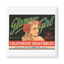 Glamour Girl California Vegetables Vintage Crate L Fridge Magnet