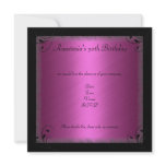 Glamour Hot Pink Black Floral Birthday Party invitations