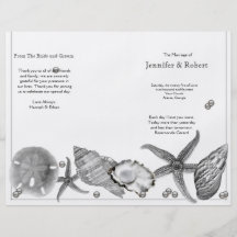 Glamourous Beach in Silver Wedding Program Full Color Flyer