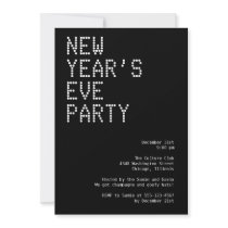 Glamourous lights modern black white party holiday invitation
