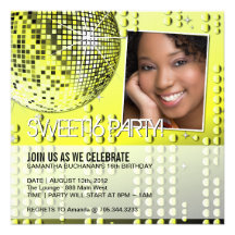 Glamourous Sweet Sixteen Disco Ball Invitation