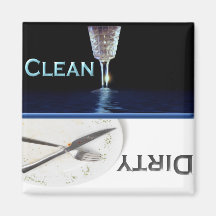 Glass and Dish Clean and Dirty Dishwasher Refrigerator Magnets