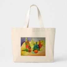 Glass Bottle Watercolor Canvas Bags