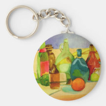 Glass Bottle Watercolor Keychain