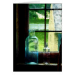 Glass Bottles on Windowsill Greeting Card