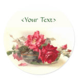 Glass Bowl Roses - Customize Round Sticker