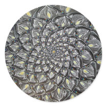 Glass Chrysanthemum Round Sticker