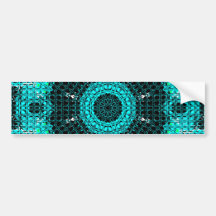 Glass Effect Mosaic Aquamarine Bumper Sticker