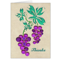Glass Grapes Thanks Greeting Cards