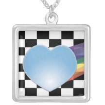 Glass Heart Chequerboard Necklace