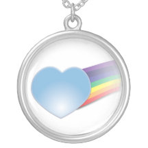 Glass Heart with Rainbow Necklace