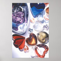 Glass Hearts Love Watercolor Posters