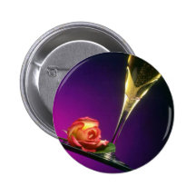 Glass of champagne and flower flowers buttons