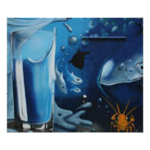 Glass of water and fish photo art