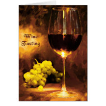 Glass of Wine, Green Grapes, Candlelight Tasting Cards