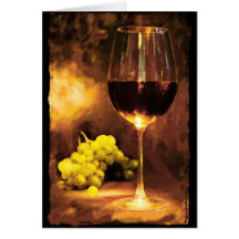 Glass of Wine & Green Grapes in Candlelight Cards