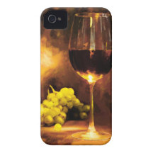 Glass of Wine & Green Grapes in Candlelight iPhone 4 Case
