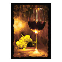 Glass of Wine & Green Grapes in Candlelight Custom Invite