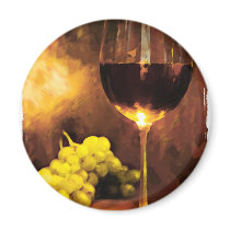 Glass of Wine & Green Grapes in Candlelight